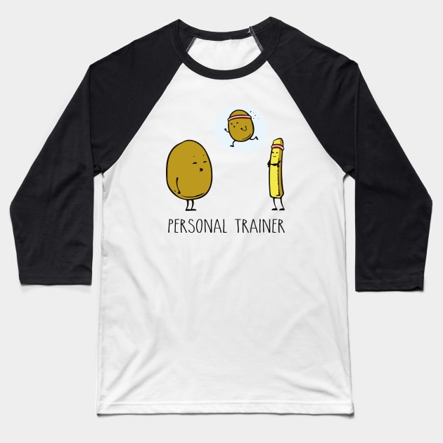 Potato Personal Trainer Funny Workout Humor Premium Gift Premium Baseball T-Shirt by Alema Art